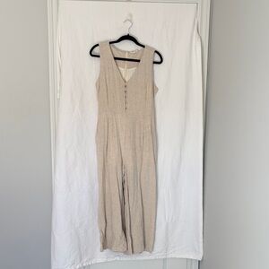 Mystree Neutral Beige Textured Sleeveless Jumpsuit